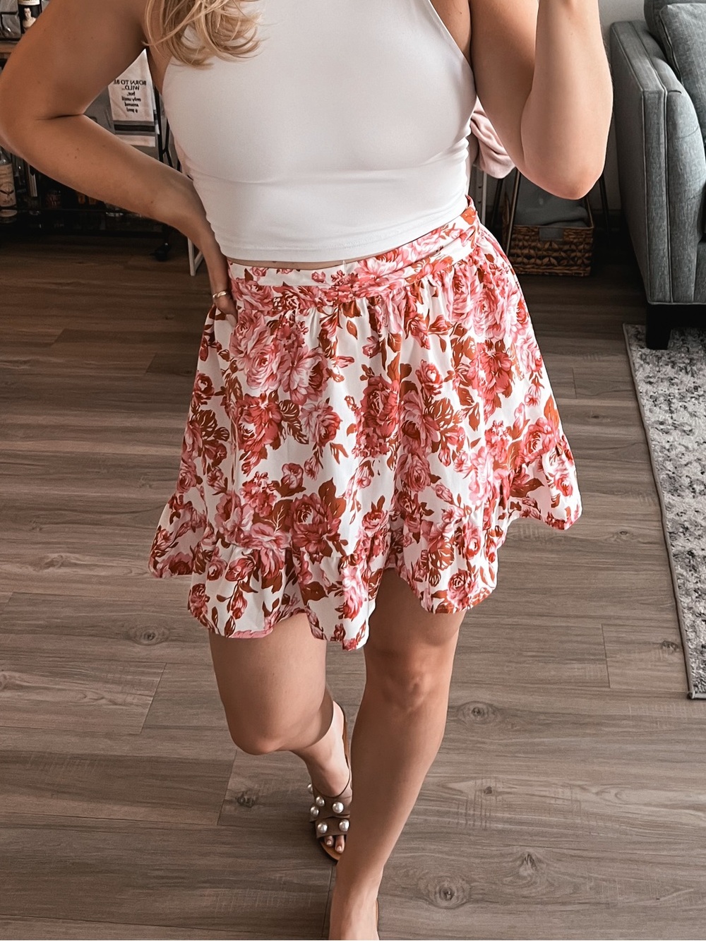 Pink Floral Skirt
